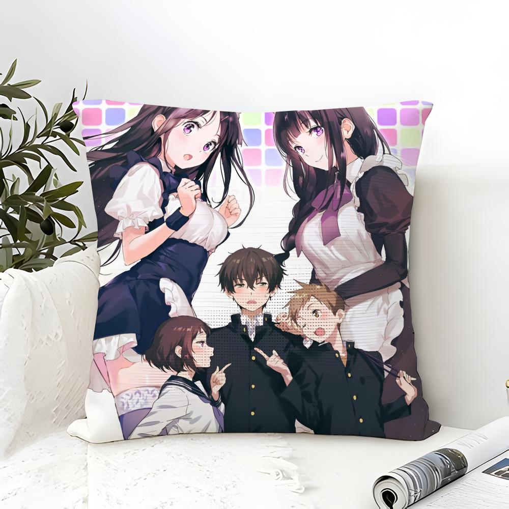 Anime Hhyouka Pillow Case Cotton Linen Fabric Square Zipper Pillowcase Home Decorative Living Room