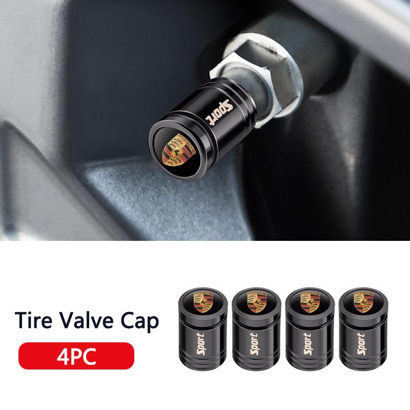 

4PC Metal Car Wheel Tire Valve Cap Tyre Stem Cover Accessories For Porsche Cayenne Macan 911 718 Taycan Boxster Cayman 918 Pajun