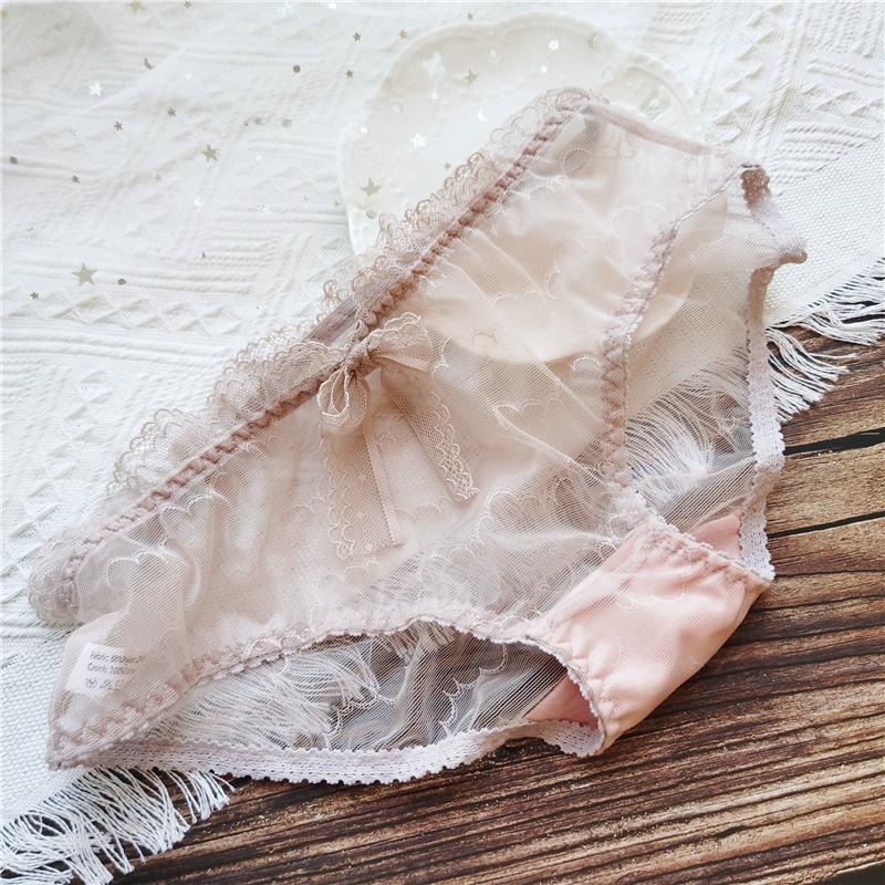 Süße Sexy Slips Niedlich Mesh Spitze Schleife Verführung Niedrige Taille Höschen Frauen Unterwäsche