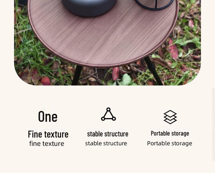 Přenosný skládací kempingový stůl se stativem - lehký kulatý konferenční stolek pro venkovní použití