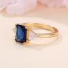 Exquisite Sparkling Blue Color Square Inlaid Zircon Ring, Suitable for Women's Banquet Party Accessories, Jewelry Gifts