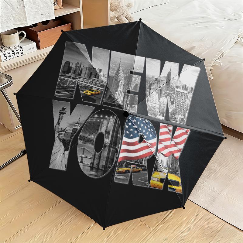 1 Stück Künstlerischer Amerikanischer Flaggen-Regenschirm Tragbarer Faltregenschirm Eisenrahmen Lochknochenstruktur Outdoor Heim-Regenschirm