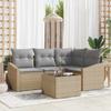 Garden Sofa Set with Cushions 5 Pcs Beige and Light Grey Poly Rattan