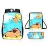 Ice Cubes Doughnut Capybara Cute Cartoon Pattern Backpack Three Set Piece