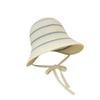 Summer Essential Striped Basin Hat with Knitted Hollow Out Design Foldable for Beach Sunshade