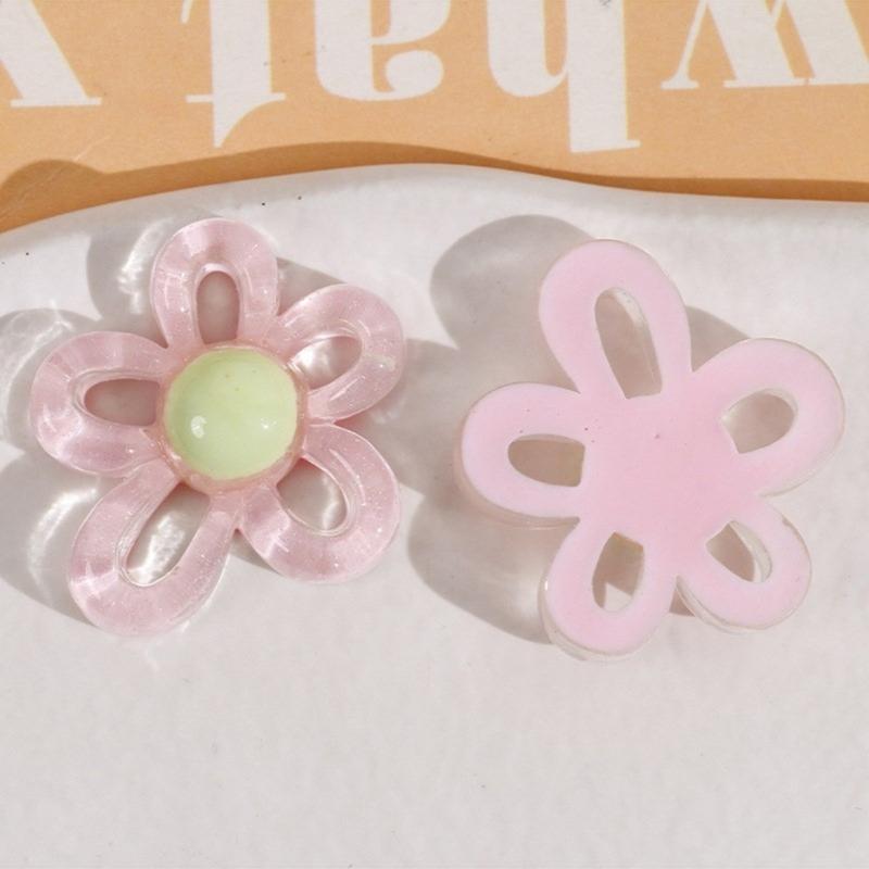 Colorful Hollow Flower Resin Crafts Cute Five-Petaled Flower Accessories Cute Hairpin Phone Cases Jewerly Decor Keychain