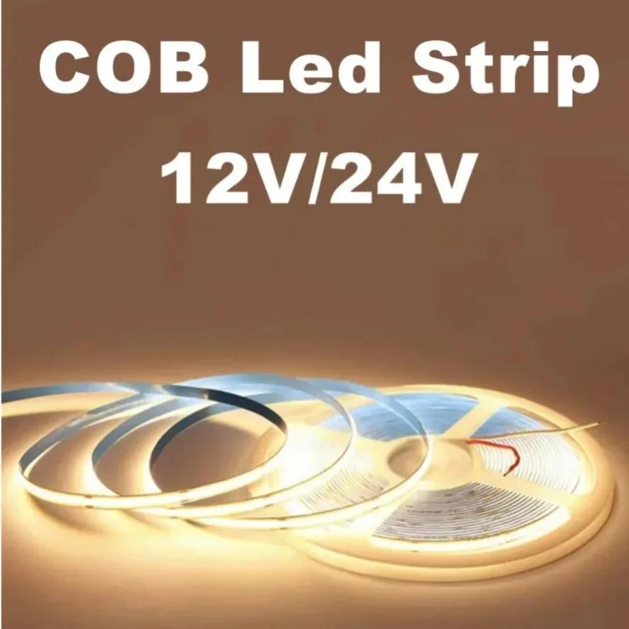 320LED 1-10m Dimmable LED COB Strip DC 12V 24V FOB Lights for Room Bedroom Decor High Density Soft Flexible Neon Tape Light Lamp
