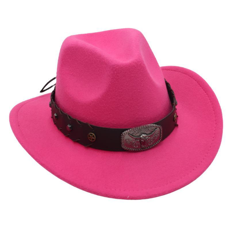 Top Hat Western Cowboy Hat Tibetan Jazz Hat Felt Hat Bull Head Belt Buckle Riding Hat Sun Hat