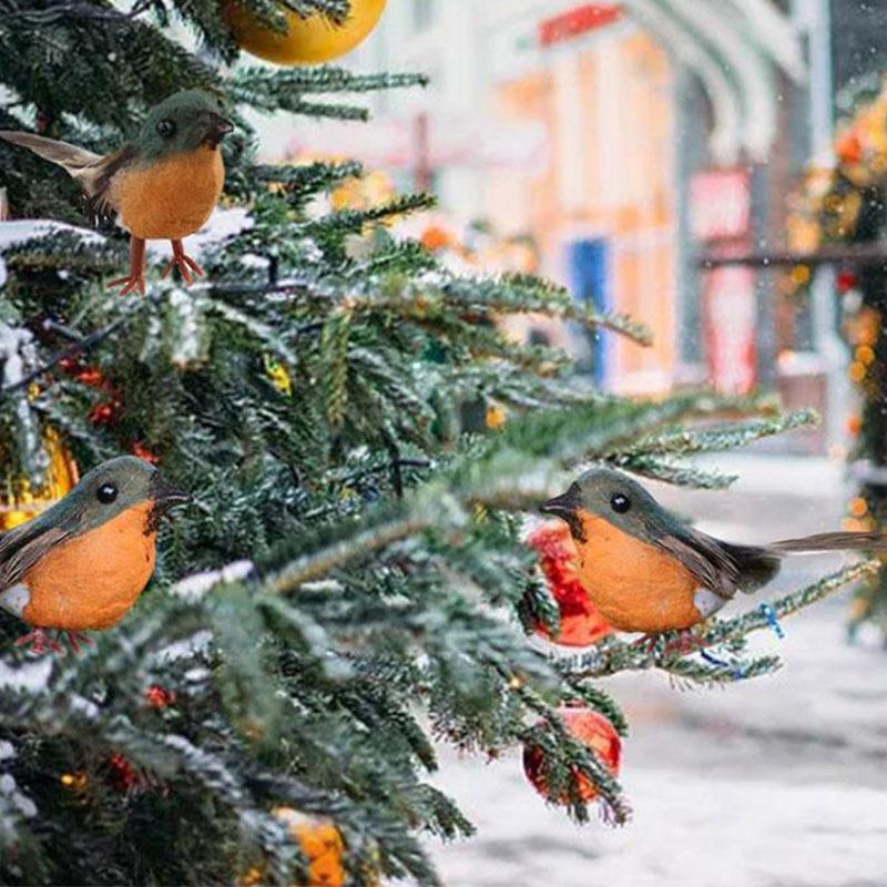 1ks Robin Bird vánoční mini umělé vánoční ozdoby na vánoční stromeček