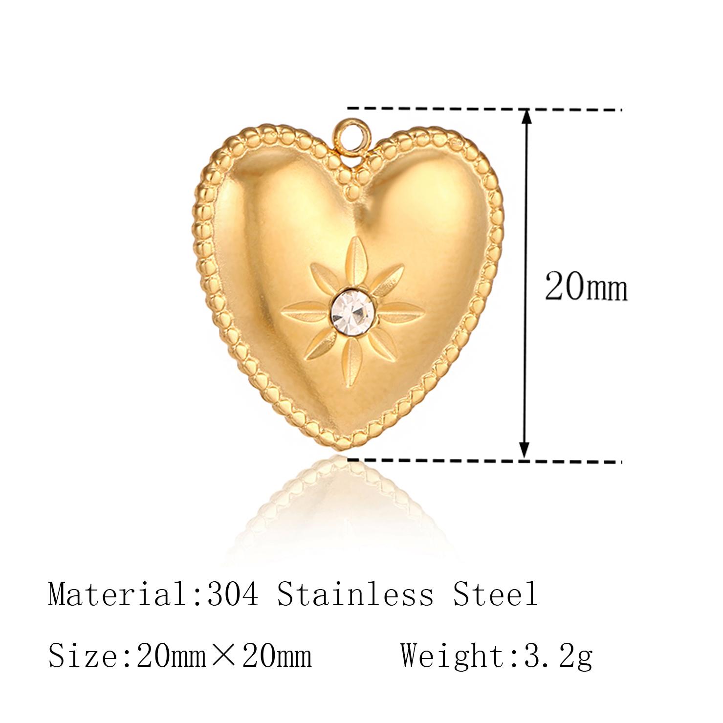 

3Pcs Valentine s Day Heart Charms for Jewelry Making Stainless Steel 3D Love Heart Dangle DIY Necklace Earrings Bracelet Pendant