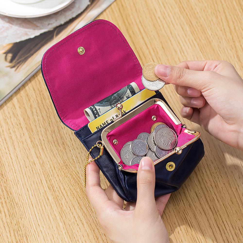 Retro leather fashion change bag new simple clutch bag female creative card bag storage coin bag mini