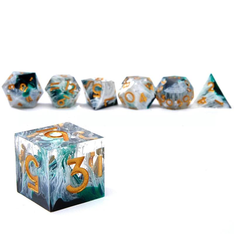 7Pcs/Set Resin For DND Dice D&D Dice Set D4 D6 D8 D10 D% D12 D20 Polyhedral Games For  Dungeons And Dragons Table Games MTG RPG