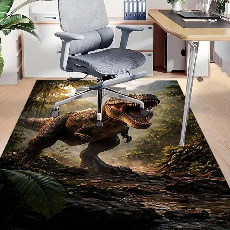 1PC Tyrannosaurus rex, prehistoric landscape Non-Slip Floor Carpet Compatible for Office&Living Room&Bedroom&Dining room - Flat - Weave MachineS038