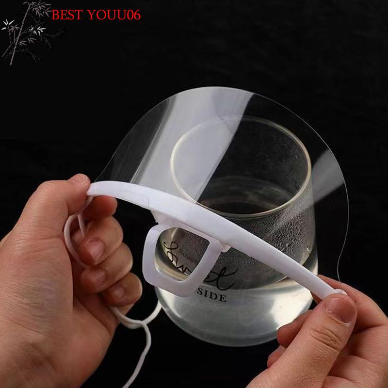 (YOUU06)20 PEZZI Maschera Trasparente in Plastica per Catering Hotel Bellezza Chef Cameriere Maschera Protettiva Riutilizzabile Visibile Anti-Schizzo