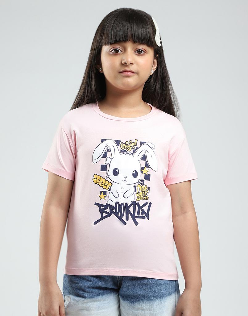 MONTE CARLO Girls Printed Round Neck Half Sleeve Tops Pack of 2