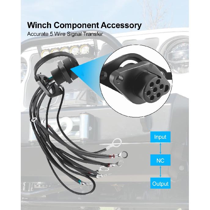 39886 Winch Remote Control Socket, 5 Pin 12V | Female Wiring Connector Harness, Compatible with Badland 5000 and 12000 Winches