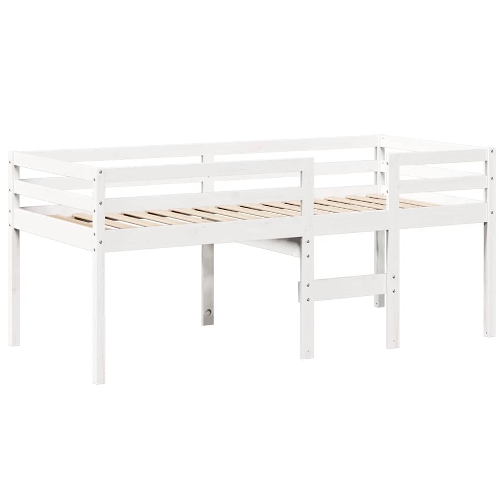 High Bed with Roof White 90 x 200 cm Solid Pine Wood