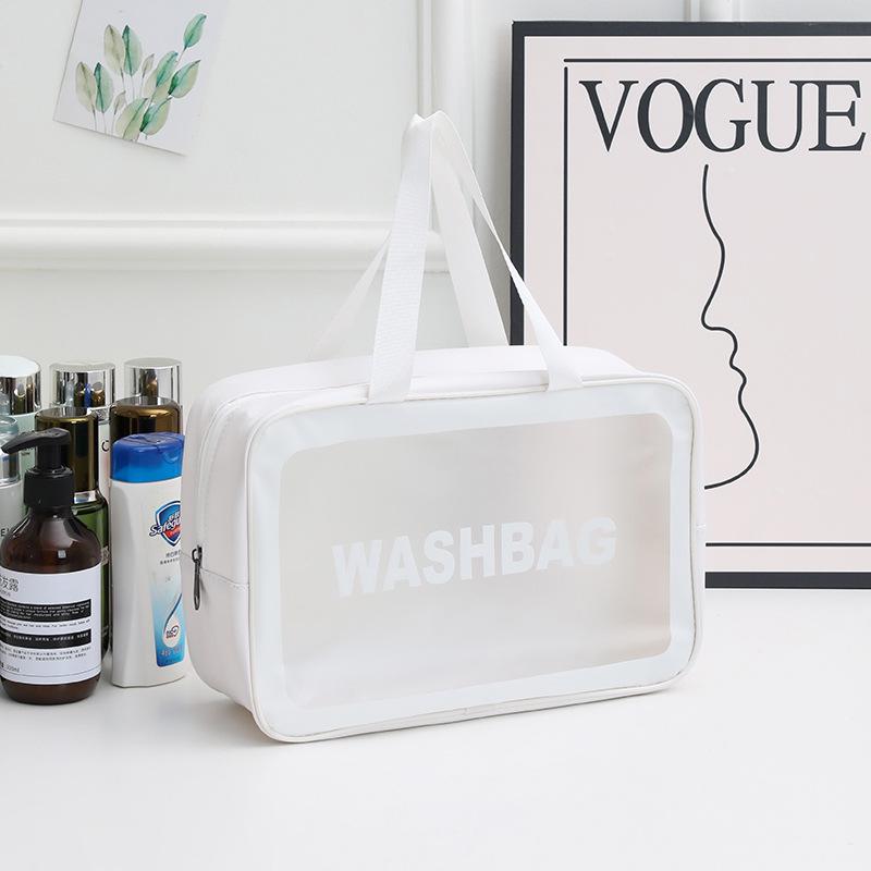 Large Capacity Waterproof PVC Makeup Bag - Portable, Transparent Travel Toiletry Organizer