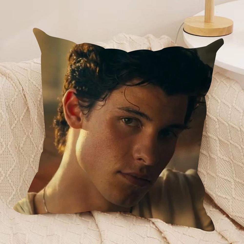 Sänger SShawn Mendes Kissenbezug Seidiger Kurzer Plüsch Beidseitig Bedruckter Kissenbezug für Sofa Alle Jahreszeiten Heimdekoration Geschenk