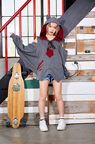 Clearstone Fangle Cosplay Halloween Bat Hoodie, Unisex, Gray
