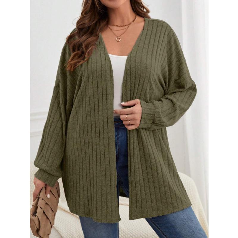 Women S Long Sleeve Solid Color Loose Knit Cardigan Coat