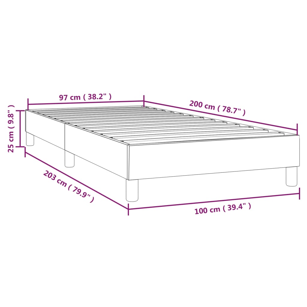 Box Spring Bed Frame Black 100 x 200 cm Artificial Leather