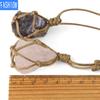Natural Irregular Amethyst Pendant Hand-Made Cowhide Rope Woven Stone Personalized Necklace