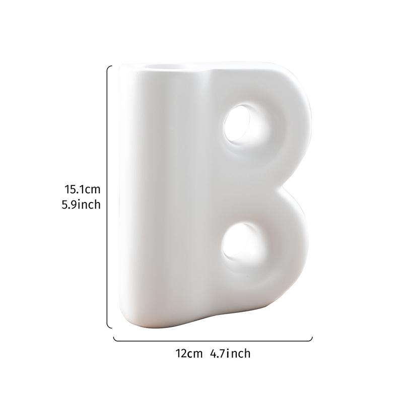 Creative Letter B Shape Resin Vase Minimalist Plant Pots Table Decoration Flower Arrangement Floral Vase Room Aesthetic Decor