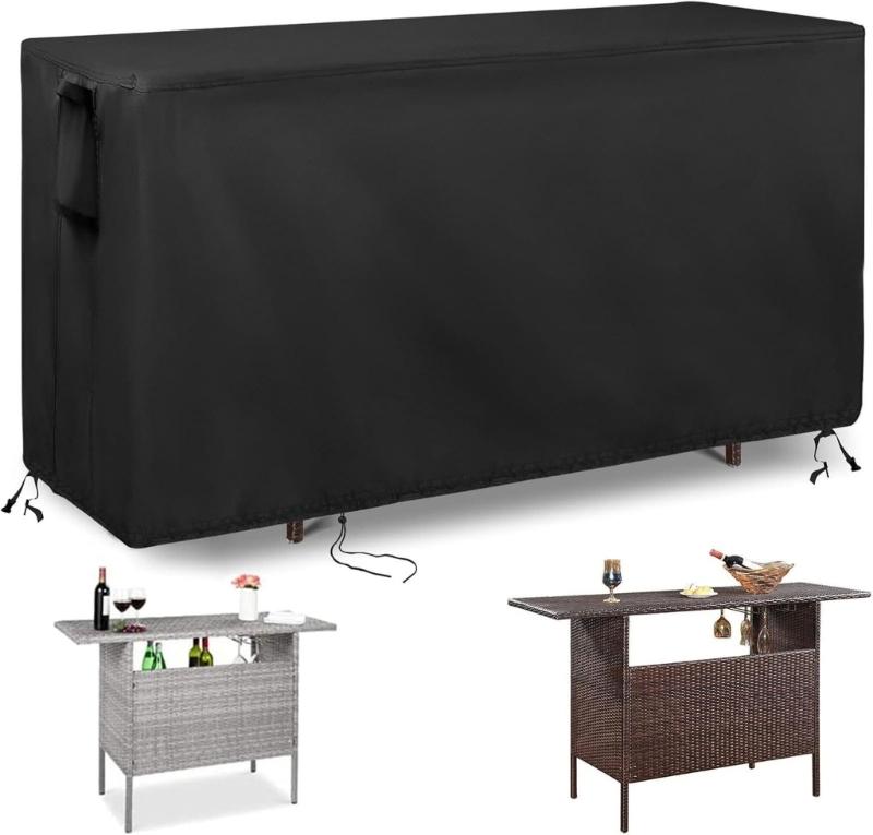 Bad Weather Prevent Patio Bar Table Protectors 55Inch Oxford Cloth Dustproof Water Resistant Cover For Outdoor Bistro Use