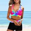 2024 Women's European & American Print Crisscross Halter Bikini Swimsuit