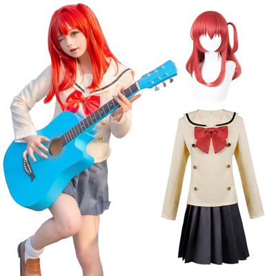 [Excellent Quality] Ikuyo Kita Cosplay Costume with Wig, Guitar and Vocals, Botchi the Rock, Full Set, Adult Costume for School Festivals (Ikuyo Kita