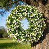 Spring Summer Wreath for Front Door Artificial Wildflowers Wreath with Eucalyptus Leaves for Indoor Outdoor Wall Porch Farmhouse Home Decor