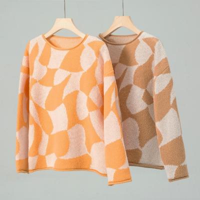 Long Sleeve Top Print Cardigan Knitwear V-Neck Sweater