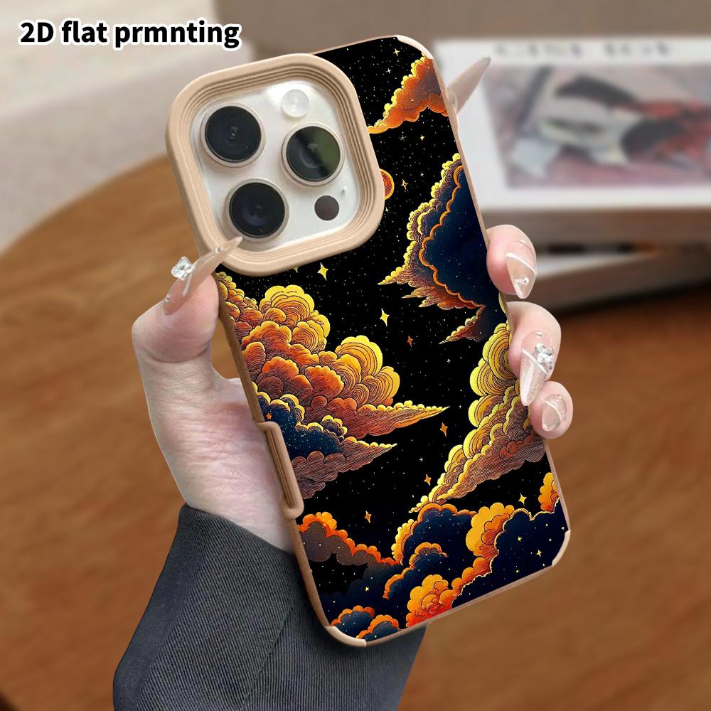 Phone Case: Lambskin 2D Flat Samsung Galaxy A34 A35 M05 M06 S20 S22 S21 FE Plus 5G Protective Case, Cloud Pattern Starry Sky, Christmas and Halloween 