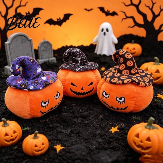 Cute Stuffed Pumpkin Toy Halloween Plush Toy  Wizard Hat Animal Pillow for Theme Room Ornament Sofa Bed  Spooky Home Decor Party And Holiday Display