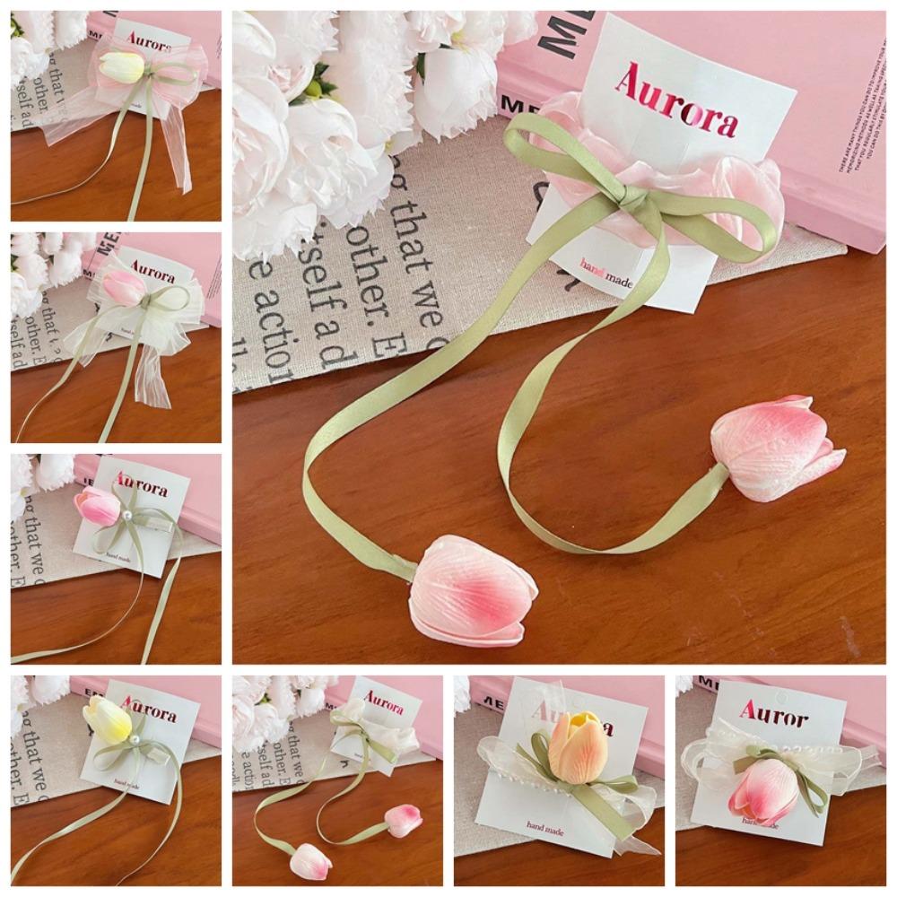 

Женские аксессуары для волос Цветок тюльпана Заколка для волос Ткань Тюльпан Петля для волос Веревка Девушка/Леди