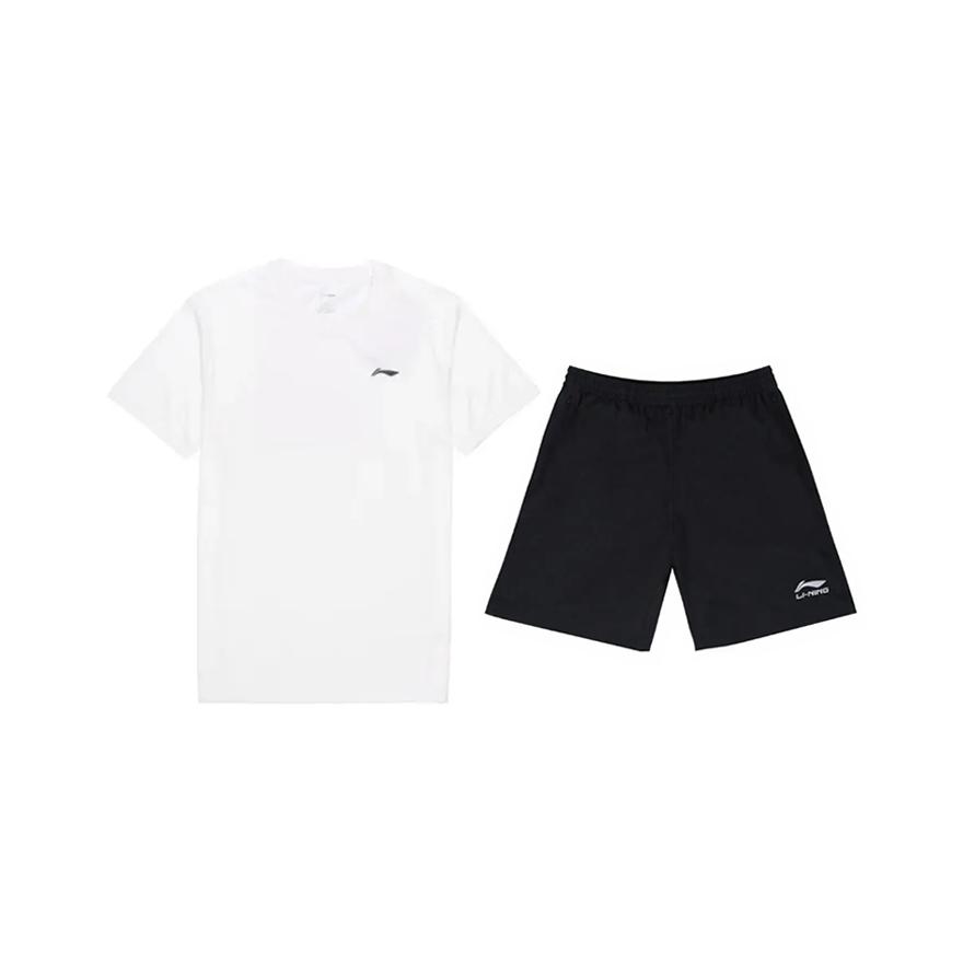 

Li-Ning Однотонный логотип Минималистичная мода Приятный к коже Универсальный Пуловер с круглым вырезом Футболка с коротким рукавом Повседневный спортивный комплект YTST081-2+YKSV147-2 4XL