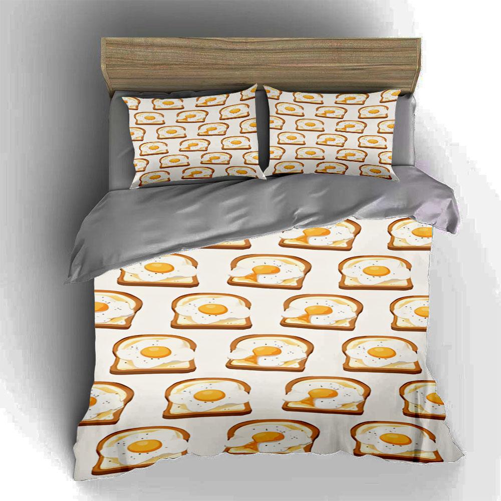 "Egg toast pattern" Bedding Duvet cover sets Duvet covers Pillowcases gifts (1 * Duvet Cover 2 * Pillowcases, without duvet insert)