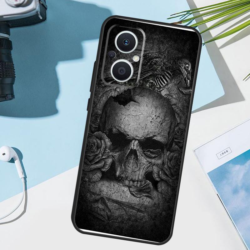 Gothic Fashion Skull Cover For OPPO Reno 12F 11F 13F 14F 8T 7 8 Lite 10 11 12 13 14 OPPO Find X9 X8 X6 X5 Pro Case