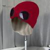 Berretto Lavorato a Maglia Decorazione Occhiali Elastico Morbido Fodera in Peluche Casuale Protezione Orecchie Uomo Colore Unico Autunno Inverno Donna Cappellino Skull Streetwear