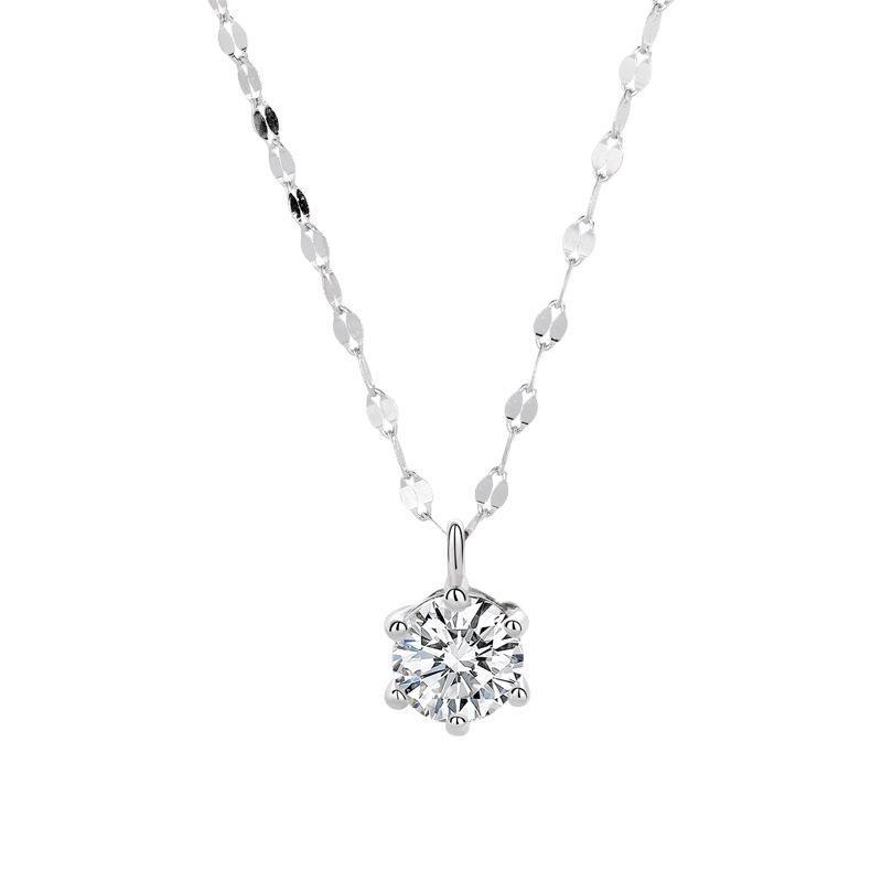 Six-claw single diamond necklace women's niche exquisite light luxury high-end sense versatile ins necklace