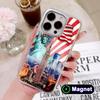 USA America Flag Silver Plating Magsafe Mobile Phone Case for iPhone 17 16 15 14 13 12 11 Air Pro Max Plus Colorful Cover
