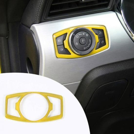 Headlight Switch Control Frame Cover 1PCS For Ford Mustang 2015-23 Bright Yellow