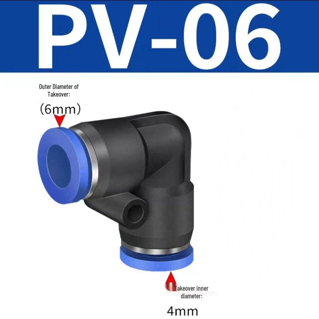 Pneumatic Quick Connect Right Angle 90° Elbow Hose Coupling PV-4/6/8/10/12/14/16