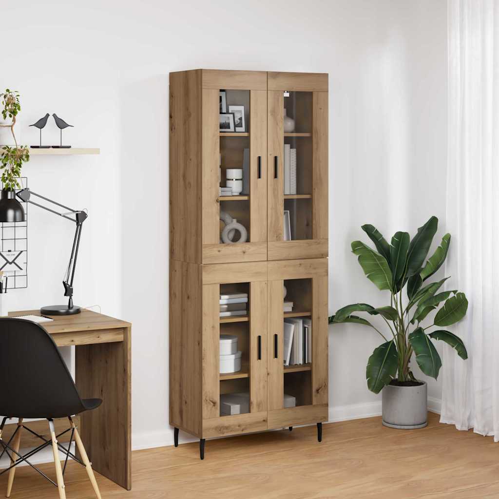 Highboard 2 pcs Artisan Oak Engineered Wood and Glass