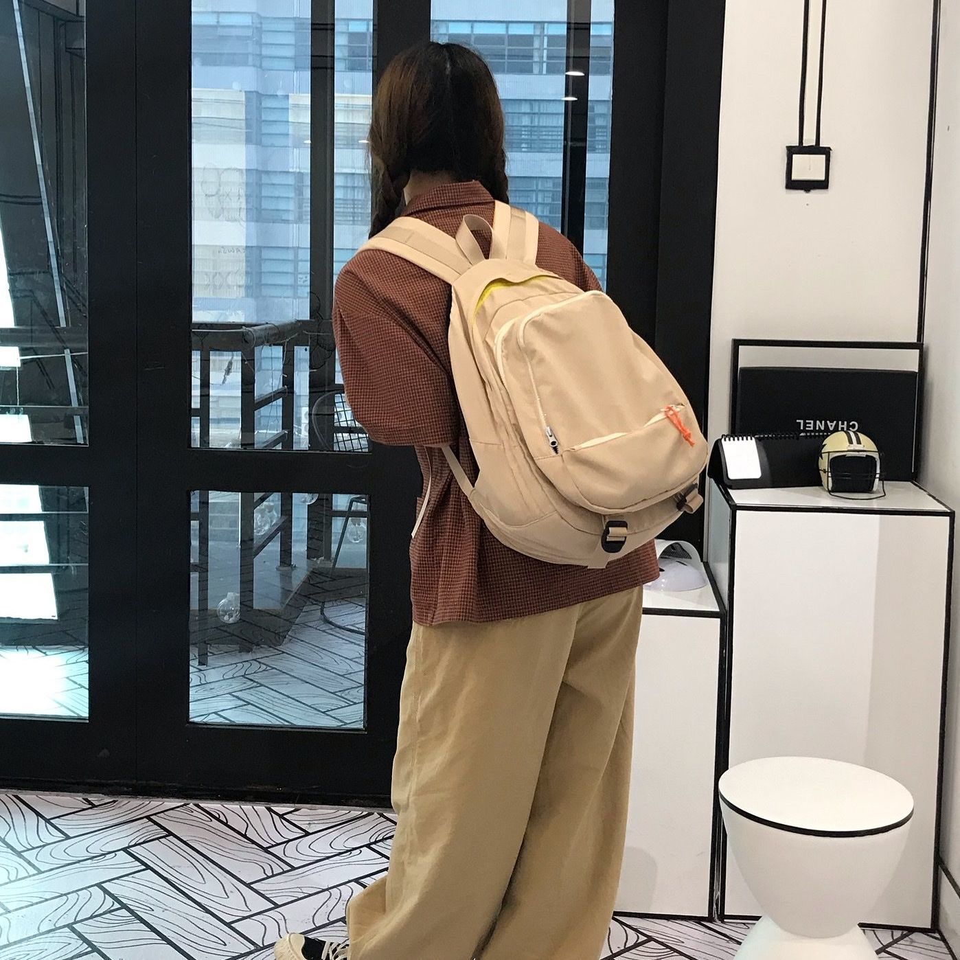 Рюкзак нейлоновый водонепроницаемый унисекс мягкий молния модные однотонные рюкзаки — фото 3