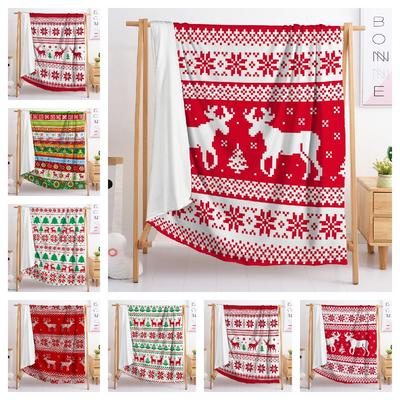 Blanket Small Fresh 3D Digital Printed Blanket Christmas Flannel Blanket Single Layer Blanket