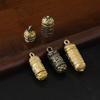 Keychains Brass Buddha Sutra Cylinder Pendant Keychain Hanging Necklace Jewelry Pill Box Medicine Case Container Bottle