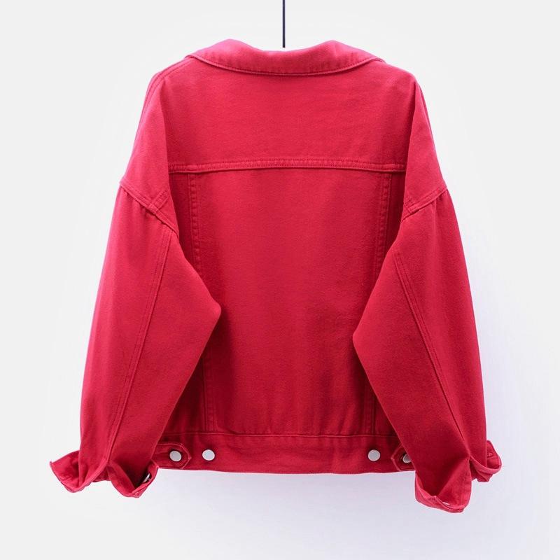 Damen Denim Jacke Übergröße Kurz Koreanischer Stil Locker Langarm Jacken Lässige Übergroße Tops