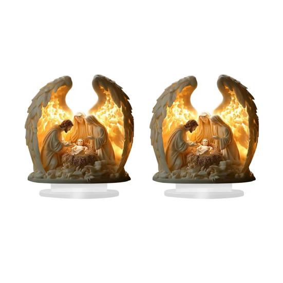 2D Flat Christmas Nativity Scene Tabletop Ornament Acrylic Desktop Display Centerpiece for Christian Table Shelf Mantel Fireplace Bedroom Office Decor